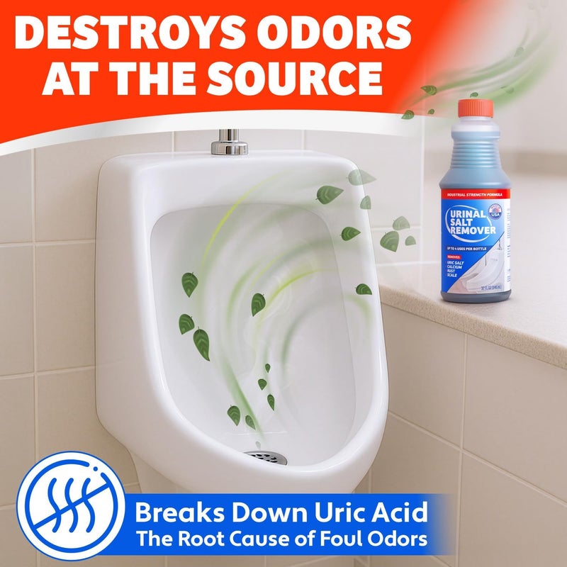 Escentile Commercial-Grade Urinal Salt Remover – Made in the USA – Odor Neutralizing Urinal Cleaner for Salt, Calcium, Rust and Scale Build-Up – Safe For All Plumbing – 32 fl oz - Image 5